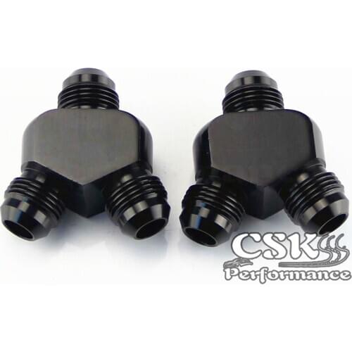 2PCS AN8 AN-8 Inlet AN8 8AN Outlet Y Block Car Aluminum Alloy Fittings Adapter