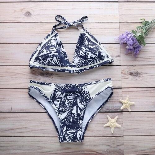 2020 AliExpress new split swimsuit European and American fresh leaf print stitching bikini XYY-127