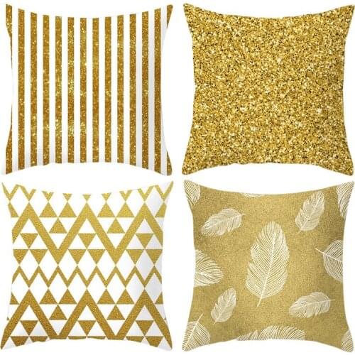 4Pcs Nordic Modern Abstract Geometric Gold Series Polyester Home Decoration Pillowcase Decorative Cushion Sofa