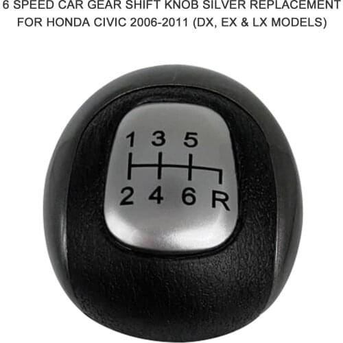 5/6 Speed Car Gear Shift Knob Silver Replacement for Honda Civic 2006-2011 (DX, EX & LX Models) Car Accessories