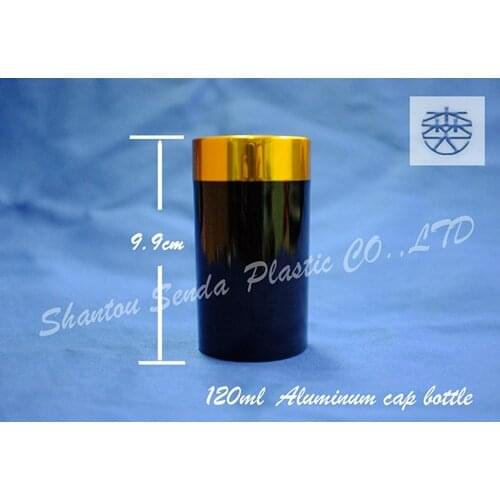 5PCS/LOT FREE SHIPPING,120ml Amber acrylic bottle with golden color cap , Screw Cap Sealing Type ambercontainer