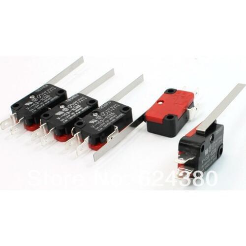 5 Pcs/Lot x Long Straight Hinge Lever Arm Mini Micro Switch SPDT 1 NO 1 NC V-153-1C25 Wholesale Retail