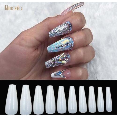500Pcs/Bag Fashion French False Nails Ballerina Coffin Shape Fake Nails UV Gel Natural Fingernails Manicure Tips Press on