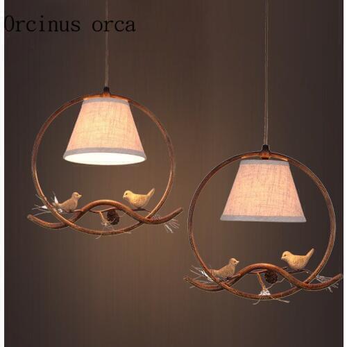 American Retro resin bird chandelier living room coffee bar restaurant bar wrought iron single head Chandelier free shipping