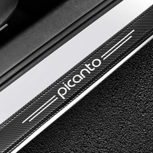 Car Stickers For Kia Picanto Car Door Sill Decorative Scuff Plate Guards Carbon Fiber Vinyl Door Threshold Sticker Accessories