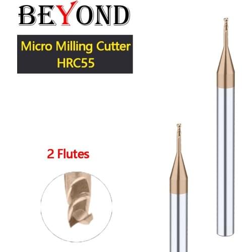 BEYOND Deep Groove 2 Edge Milling Cutter Integral Alloy CNC Carbide Tungsten Steel Micro Path HRC55 0.2-0.9