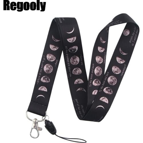 Moon landing phase of big planet and small planet Art Key Chain webbings ribbons Neck Strap for Phone Keys ID Card Lanyards