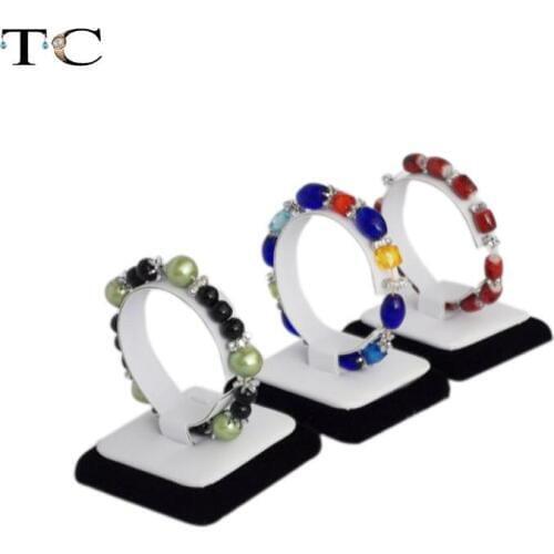 Hot Arrival Velvet And Leather Jewelry Display For Bracelet&Bangle Black And White PU Leather Watch Holder Stand