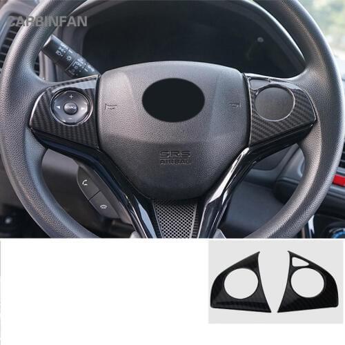 For Honda Vezel HR-V HRV 2016 2017 Car Steering Wheel Cover Trim Car Stickers carbon fiber decoration Sequins Trim C672
