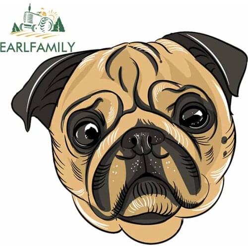 EARLFAMILY 13cm x 11.8cm for Pug French Head Snowboard Decal Personality Tuning RV Car Stickers Windows Creative JDM Assessoires