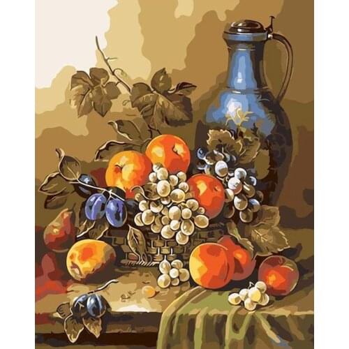 GATYZTORY DIY Frame Fruit And Flower Painting By Numbers Wall Art Picture Handpainted Oil Painting For Home Decors 40x50CM