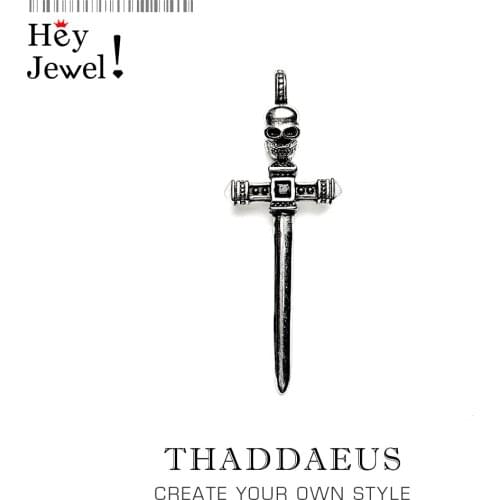 Pendant Small Skull Sword,2021 Summer Brand New Rebels Jewelry Europe Bijoux 925 Sterling Silver Warrior Gift For Women Men