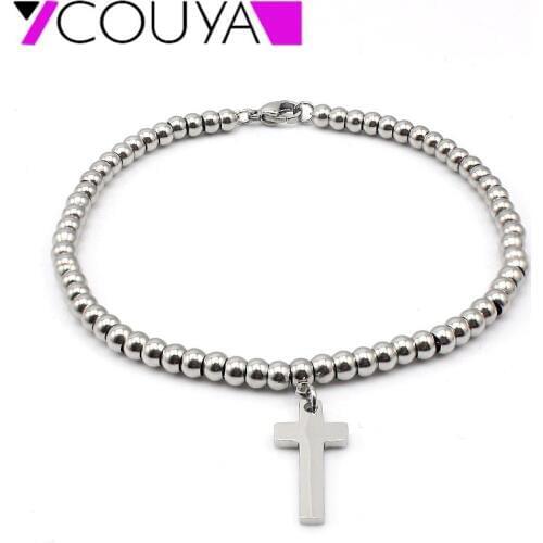 Stainless Steel Factory Hot Sale Fashion Bracelets Beads Cross Pendant Bracelets & Bangles For Women Charm Bracelets