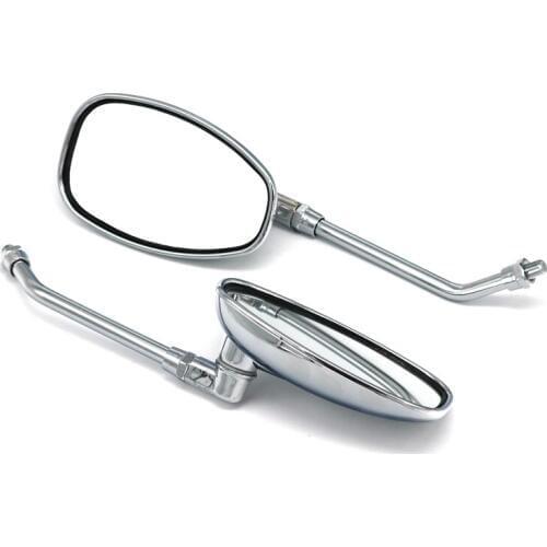 Motorcycle Mirrors Chrome 10mm Thread Universal Motorbike Rear View Oval Side Mirrors Accessories 2pcs/pair