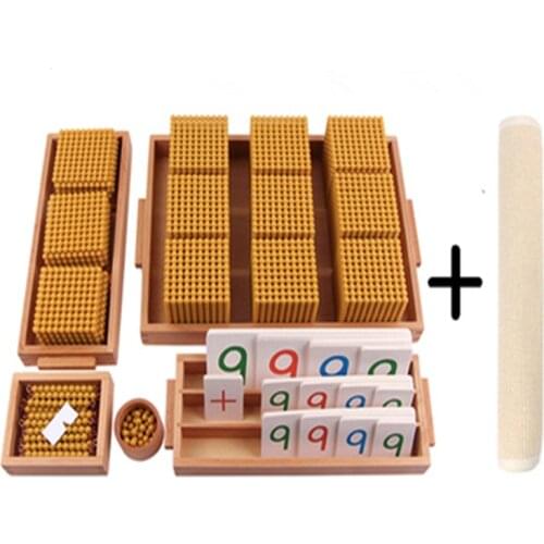 Montessori Golden Beads Material Set Bank Game W/ Number Cards for Decimal System Practice Kids Math Toys Learning Tool