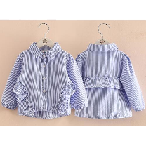 New Arrival Baby Girls Clothes Spring Autumn Striped Blouses Girls Fashion Long Sleeve Ruffles Shirts Kids Cotton Blouses 2017