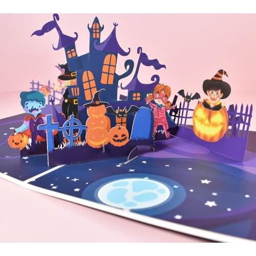 Charming 3D Pop-Up Hallowmas Cards for Kids Gift Funny Hallows Day Pumpkin Greeting Card Halloween Postcard Hand-carved Gifts