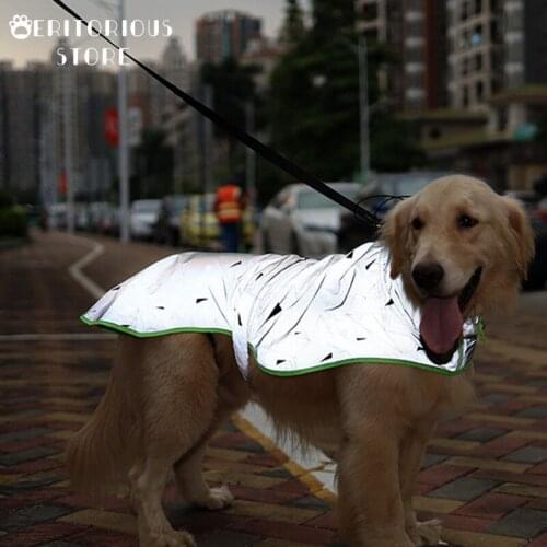 Dog Clothes Waterproof Mesh Breathable Jumpsuit Sweat-Absorbent Reflective Raincoat Pet Coat Clothing Night Safety Jacket