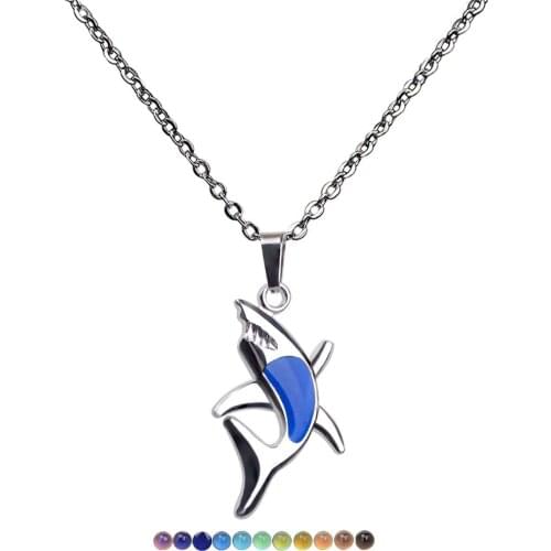 Mood Emotion Feeling Necklace with Silver Color Dolphin Shaped Temperature Change Color Necklace Jewelry
