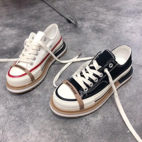 Canvas shoes womens new Korean students all-match board shoes tide net red low-top cloth shoes thick bottom