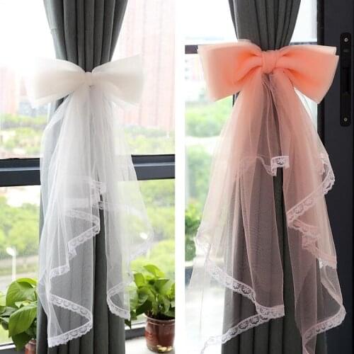 Simple Modern Sheer Gauze Bowknot Curtain Buckle Straps Curtain Holders Tieback Clip Home Bedroom Curtain Accessories Decor