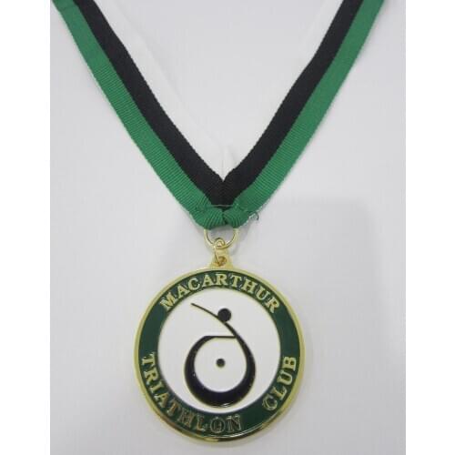 Promotional gilded metal cup trophy with ribbon Quality Excellence Round Commemorative Medal