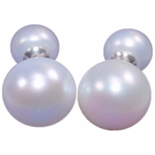 2020 silver earrings Super big real Natural pearl Double pearl stud earrings fashion pearl earrings for women Free shipping