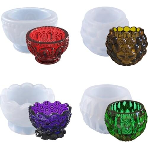 DIY Epoxy Resin Mold Creative Candle Succulent Potted Embossed Bowl Shaped Silicone Mold