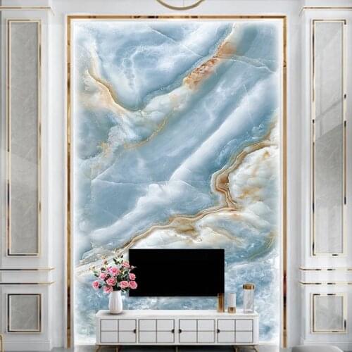 Blue Marble Pattern Landscape Wallpaper Porch Background Custom Any Size 3D Wall Mural Home Interior Decoration Papel Pintado