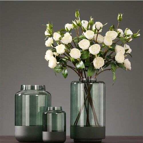 Light Luxury Flower Arrangement Glass Vase Transparent Nordic Creative Simple Modern Living Room Dried Flower Decoration