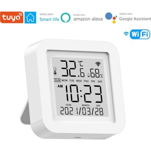 TUYA/Smart Life WiFi Temperature And Humidity Sensor Thermometer LCD Screen Display Work With Alexa Google Assistant Smart Home