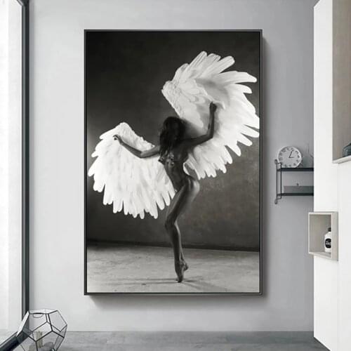 Victoria Secret Dancing Naked Girl Angels With Wings Modern Poster And Prints Canvas Painting On Wall Art Fashion Picture Decor