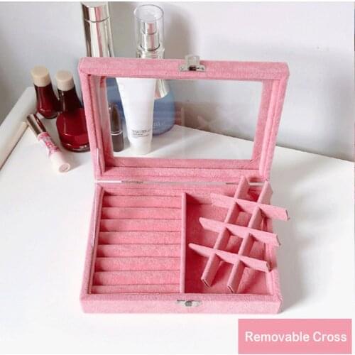 High Quality Size 20.5*15*5cm Pink Jewelry Display Box Rings Earrings Bracelets Necklaces or other Ornaments Storage Organizer