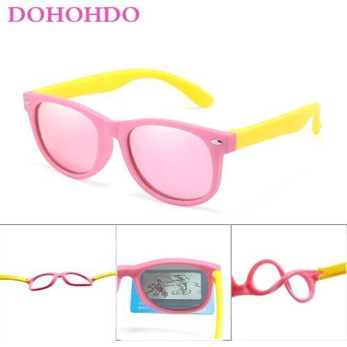 DOHOHDO Kids Sunglasses Childrens Polarized Lens Glasses Girls Boys Silicone Childrens Baby Gift Safety Glasses UV400 Mirror