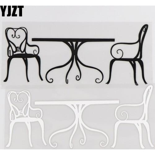 YJZT 17.1×7.1CM Table Chair Design Creative Vinyl Decal Personalized Car Stickers Black/Silver 4D-0013
