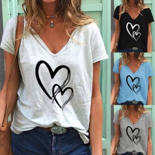 Women Blouse V Neck Soft Female Ladies Short Sleeve Loose Tops for Daily Wear Female Summer Casual Clothes Tshirts Tee Plus Size