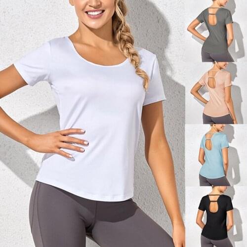 Women Summer T Shirts Slim for Sports Fitness Yoga Short Sleeve Yoga Top Womens Gym Shirt Sport Wear