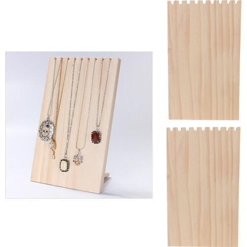 2pcs Wooden Jewelry Display Stand Necklace Showcase Holder Pendants Hanging
