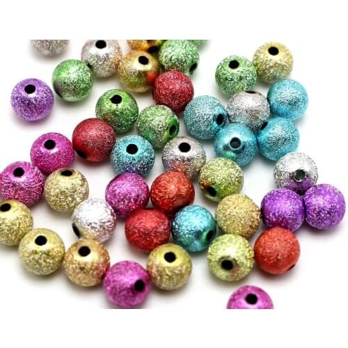 200 Mixed Color Glitter Acrylic Round Beads 8mm(0.31") Spacer Jewelry Making