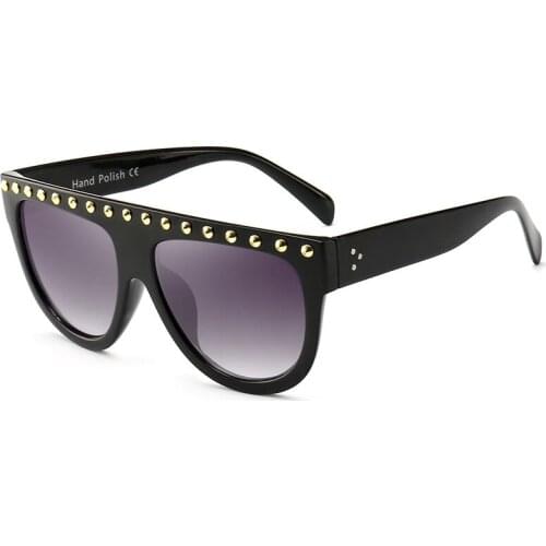 2021 Flat Top Retro Luxury Sunglasses Women Fashion Design Big Frame Rivet Sun Glasses Men Stylish Colorful Eyewear UV400