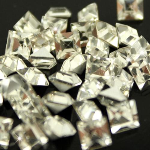 2mm 3mm 4mm 6mm clear square point back glass Crystal Fancy Stones Glass rhinestones For bags garment nail art rhinestones