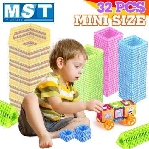 32PCS Mini Size Magnetic Building Blocks Plastic Model Magnet Toys Magnetic Designer Construction Set Educational Toys For Kids