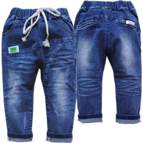 4061 navy blue kids baby jeans baby boys jeans elastic waist soft denim pants baby trousers