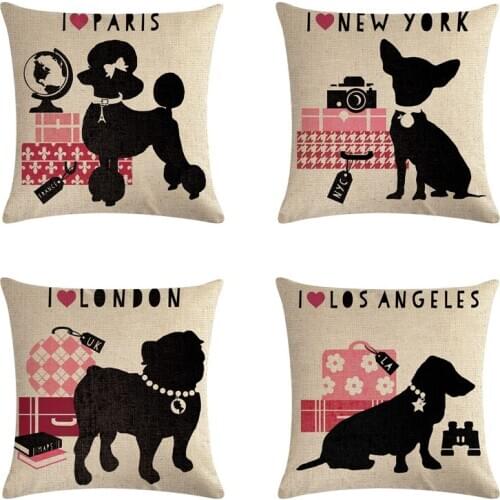 45*45cm Printed Cotton Linen Cushion Cover Black Pet Dog Home Decor Pillowcase Octopus Sofa Bedding Cushion Case