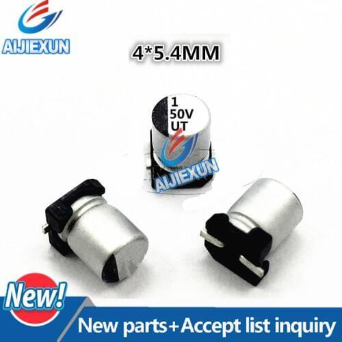 50Pcs Aluminum electrolytic capacitor SMD 1UF 50V 4*5.4MM 4*5MM 1R0 105 SANYO in stock 100% new and original