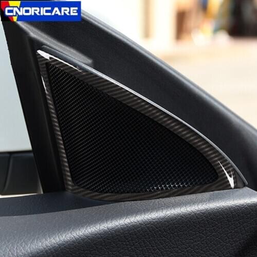 Car Door Stereo Audio Speaker Frame Decoration Sticker For Mercedes Benz CLA C117 2015-16 Carbon Fiber Color Loudspeakers Decals
