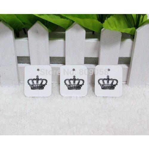 Hot Sale White Paper With Crown Printing Price Label Tags With Strings 2.6*3cm Jewelry Display Card 200pcs And Plastic String