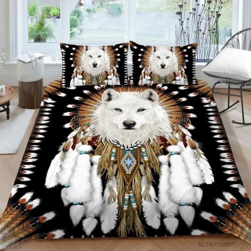 Hot Style Soft Bedding Set 3d Digital Wolf Printing 2/3pcs Duvet Cover Set with Zipper Single Twin Double Full Queen King
