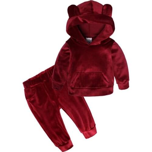Pudcoco USPS Fast Shipping 2PCS Casual Baby Girl Winter Autumn Clothing Set Sport Warm Hooded Top Pant Child Suit