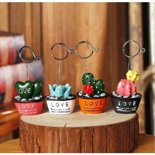 Creative resin succulent plant love business card folder 1002 imitation cactus memo message folder